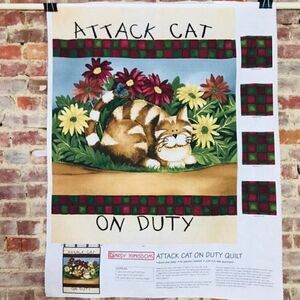 Daisy Kingdom Attack Cat Quilt Fabric